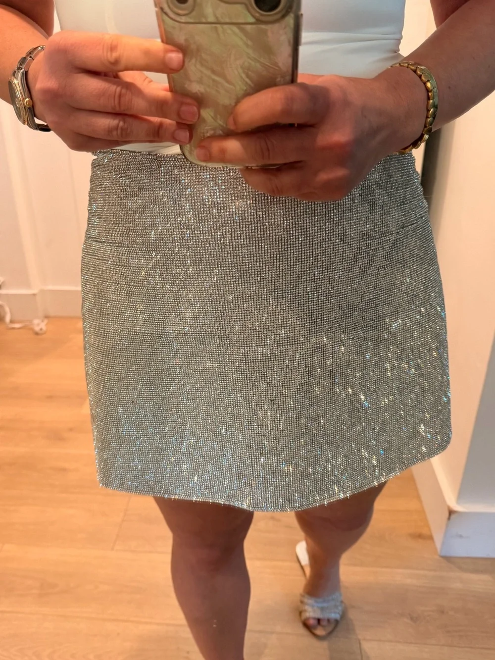 Revolve x House of Harlow 1960 Silver Rhinestone skirt
